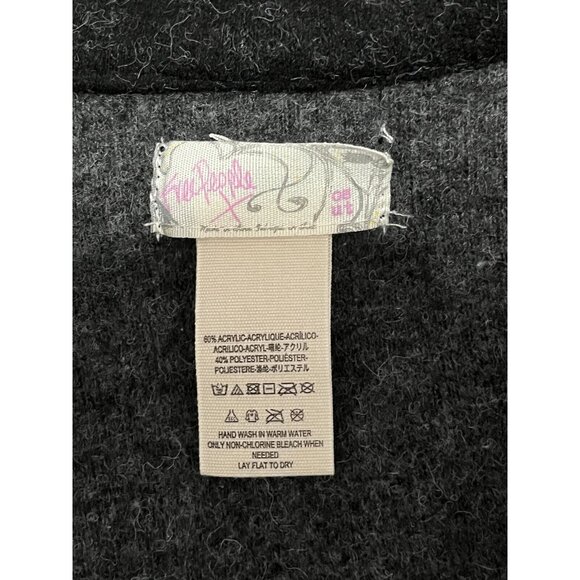 Free People Oversized Cape Jacket Womens One Size OS Charcoal Gray Acrylic Heavy - Picture 7 of 8